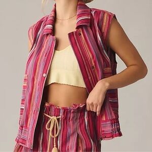 EUC - Anthropologie Striped Utility Vest - Size Small